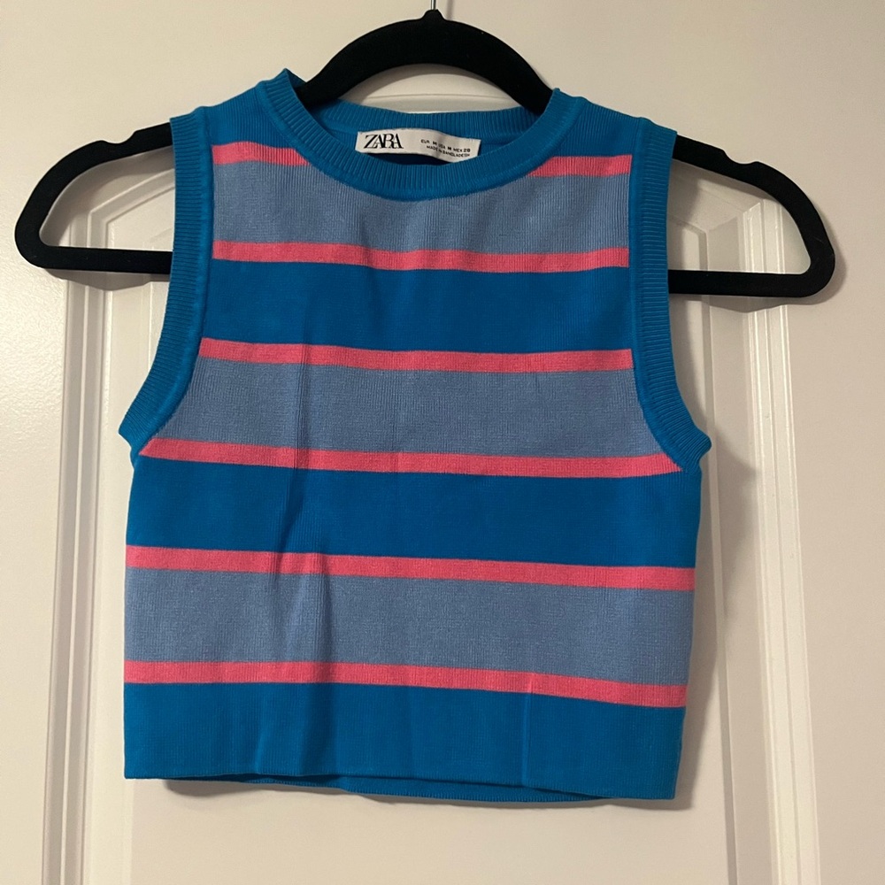 ZARA TANK BLUE AND PINK SIZE MEDIUM